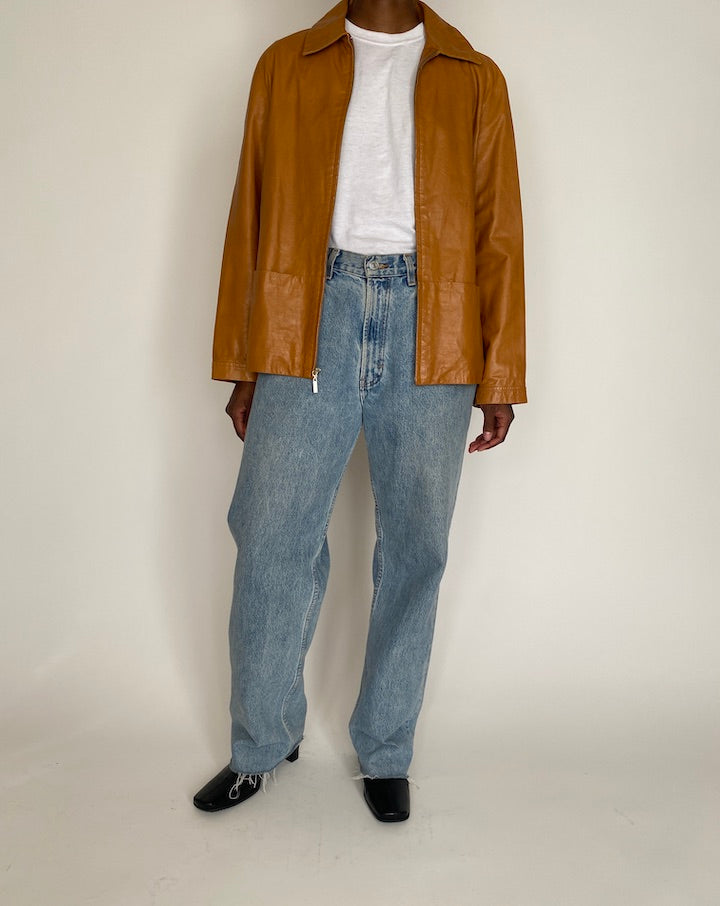 VINTAGE BROWN LEATHER JACKET 4018