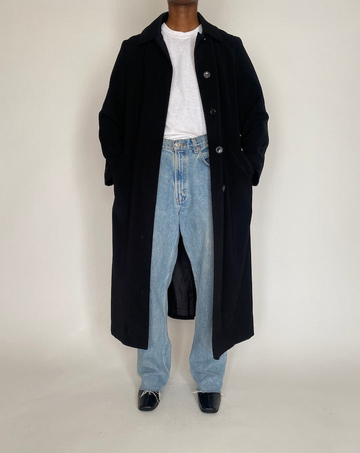 VINTAGE LONG BLACK COAT 4025