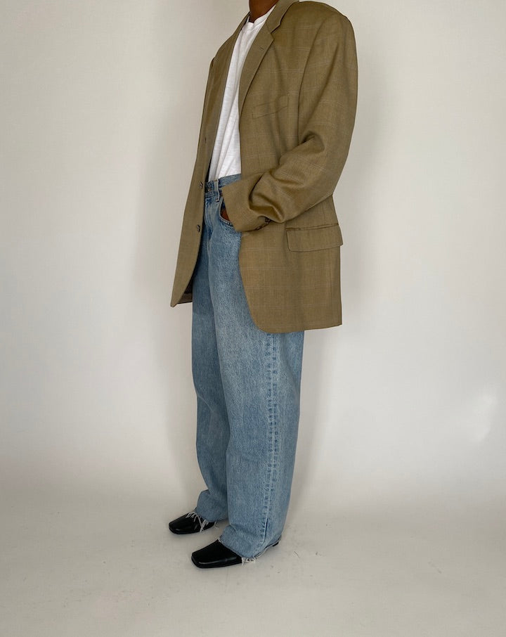 VINTAGE OVERSIZED BEIGE WOOL BLAZER 4076