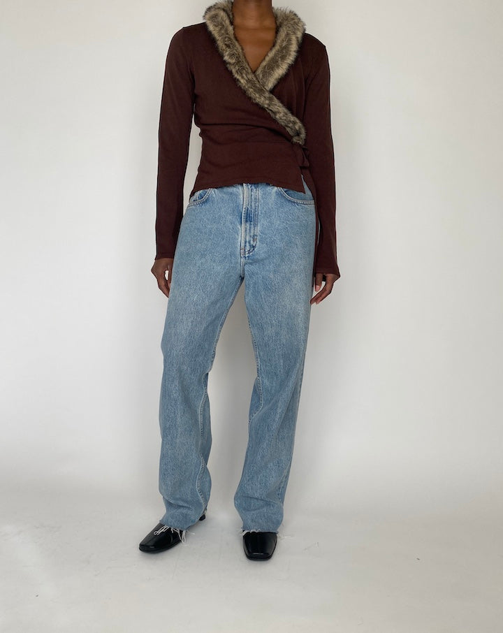 VINTAGE BROWN WRAP CARDIGAN 4150