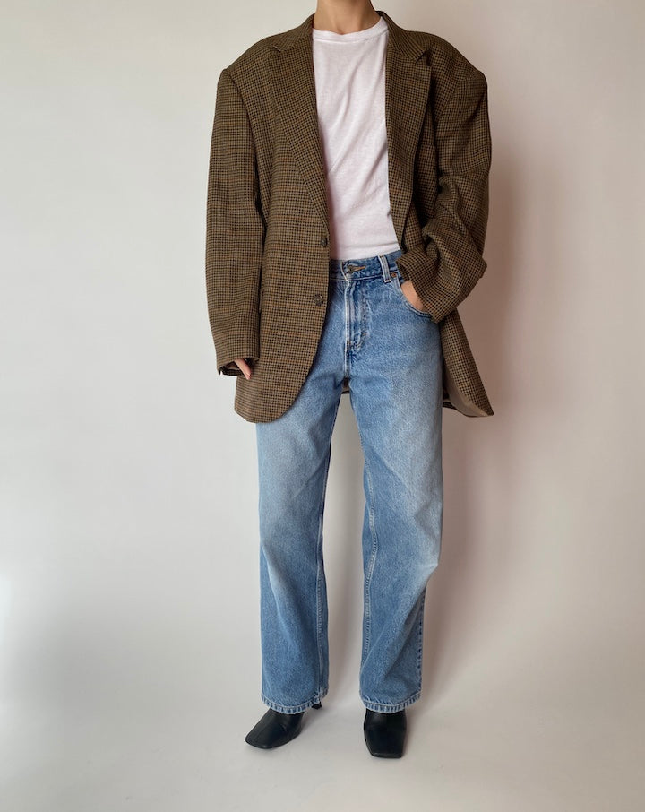 VINTAGE BROWN HOUNDSTOOTH BLAZER 4200