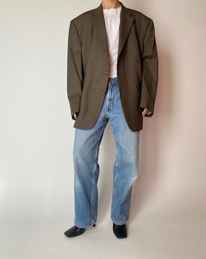 VINTAGE BROWN HOUNDSTOOTH RALPH LAUREN BLAZER 4210