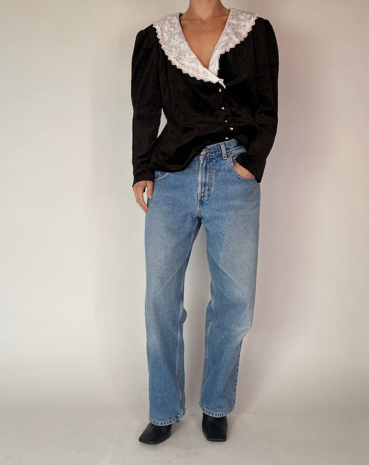 VINTAGE BLACK VELVET TOP 4224