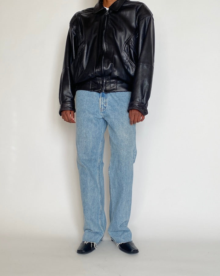 VINTAGE BLACK BOXY LEATHER JACKET 4263