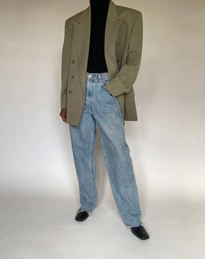 VINTAGE GREEN DOUBLE-BREASTED BLAZER 4398