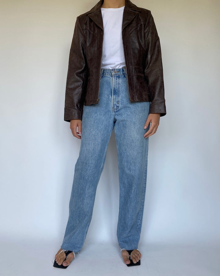 VINTAGE DARK BROWN LEATHER JACKET 3367