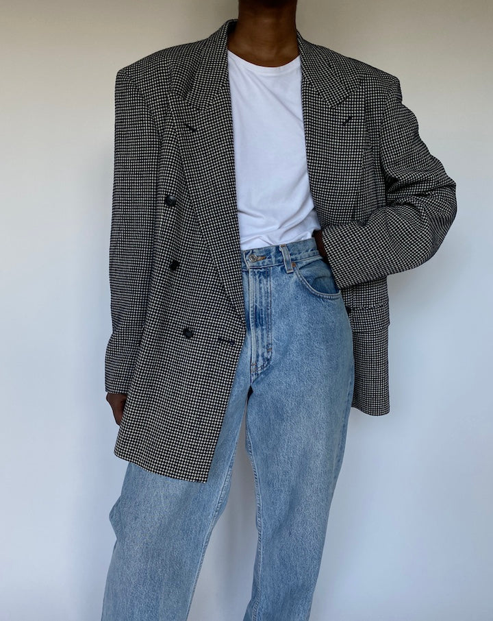 VINTAGE DOUBLE BREASTED WOOL AND SILK BLAZER 3636