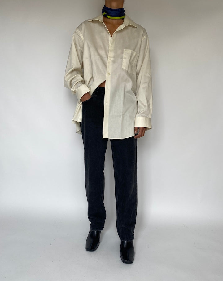VINTAGE OVERSIZED IVORY BUTTON DOWN SHIRT 1794