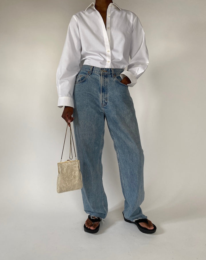 VINTAGE SMALL CREAM SEQUIN PURSE 4363