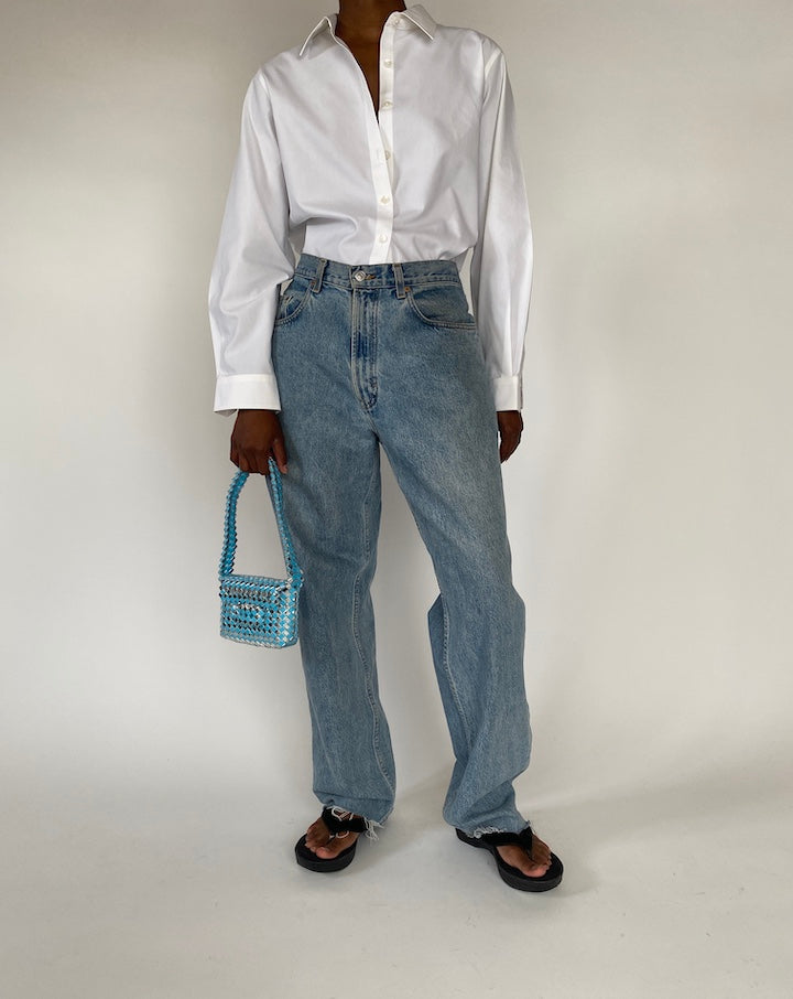 VINTAGE SMALL BLUE AND SILVER PURSE 4362