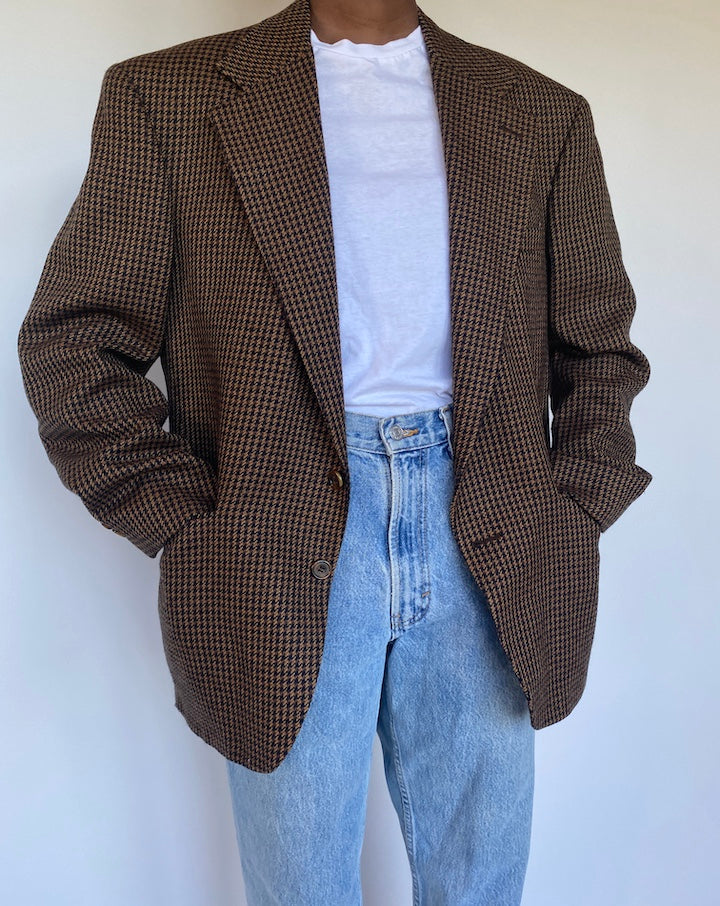 VINTAGE BROWN HOUNDSTOOTH BLAZER 1139