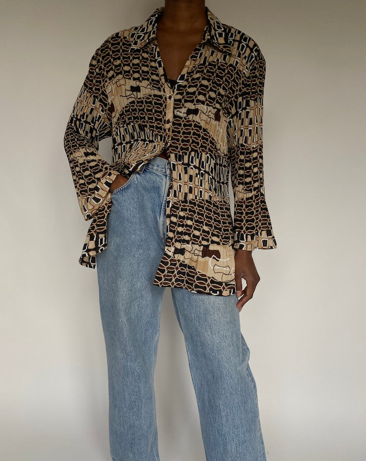 VINTAGE SLIGHTLY OVERSIZED PLEATED BLOUSE 1460