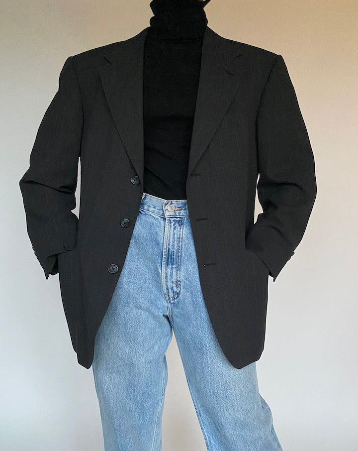 VINTAGE PINSTRIPED GREY BLAZER 1676