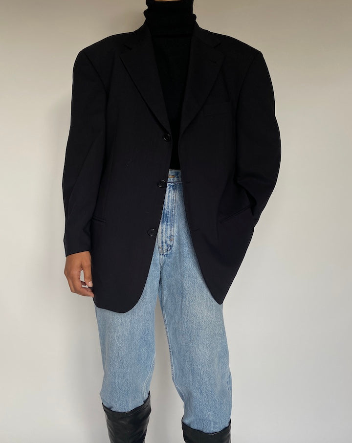 VINTAGE BLACK HUGO BOSS WOOL BLAZER 1750