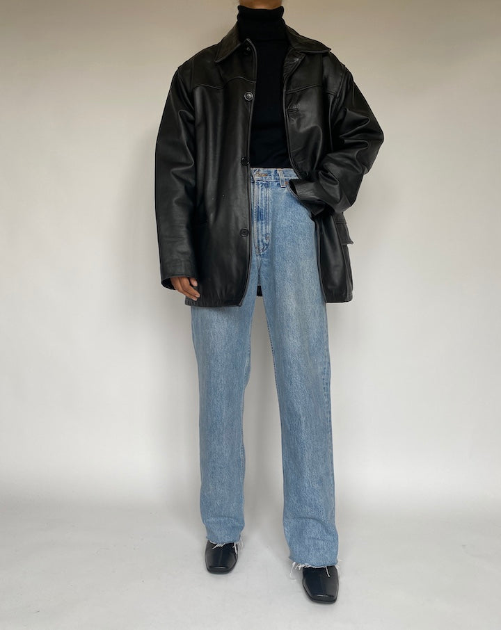 VINTAGE OVERSIZED BLACK LEATHER JACKET 1772