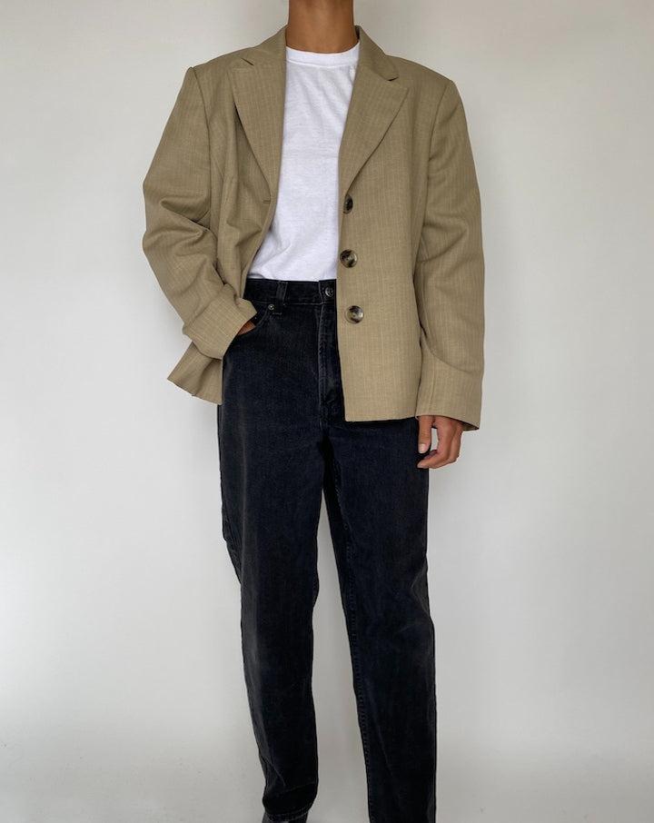 VINTAGE BEIGE PINSTRIPED BLAZER 1811