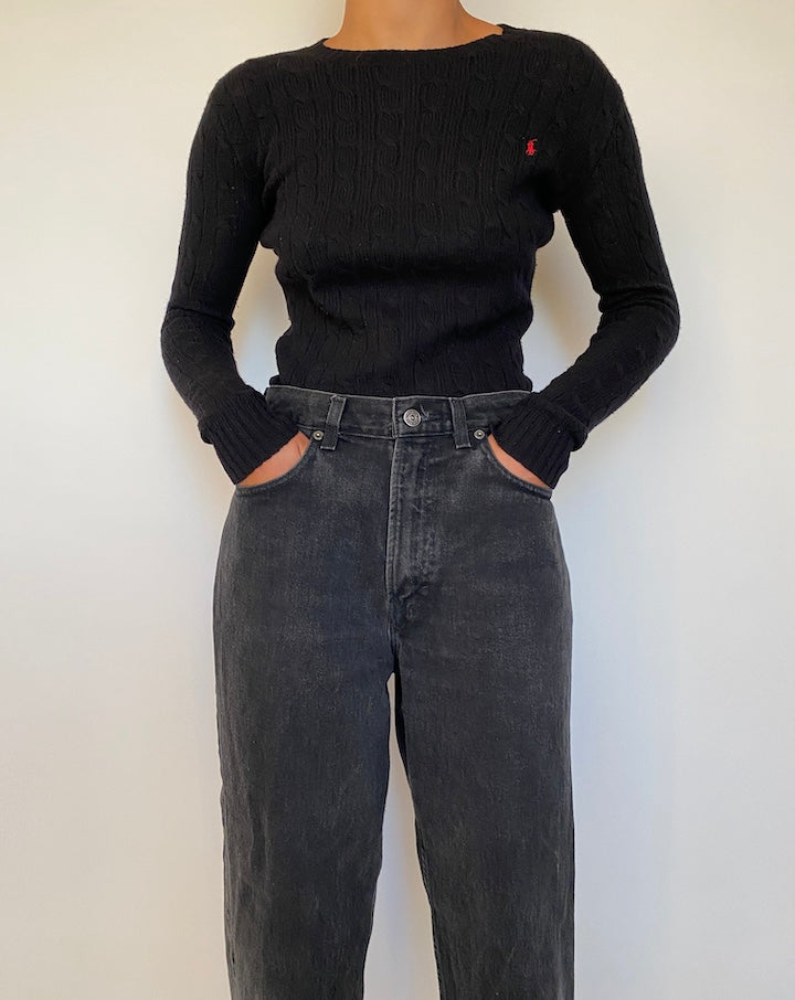VINTAGE BLACK LONG SLEEVE RALPH LAUREN SWEATER 1819