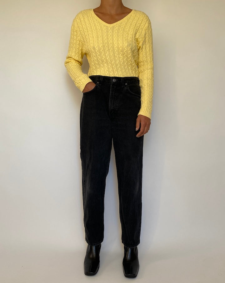 VINTAGE V-NECK BRADED LONG SLEEVE KNIT 1821