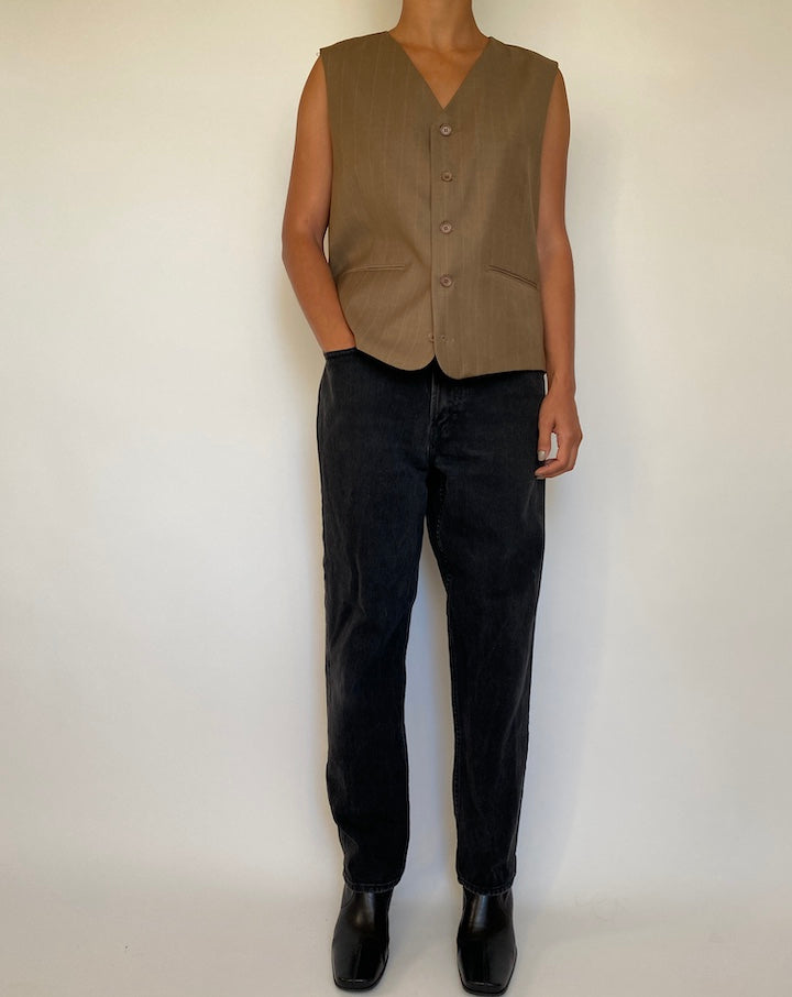 VINTAGE BROWN PINSTRIPED VEST 1822