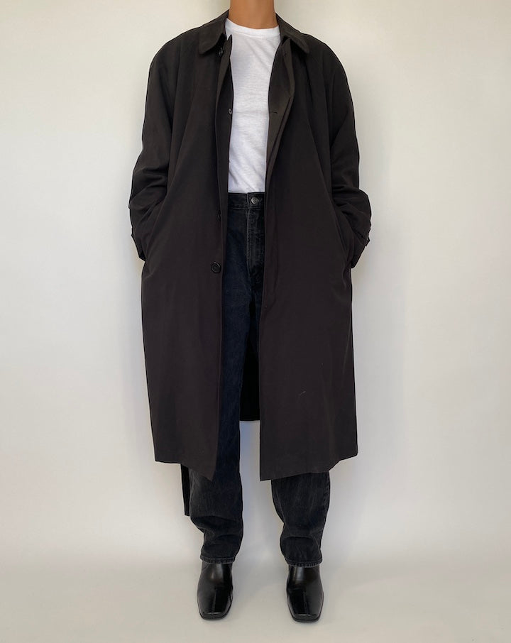 VINTAGE BLACK OVERSIZED TRENCH COAT 1830