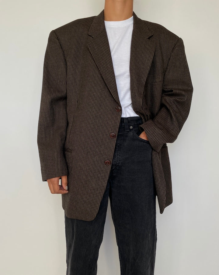 VINTAGE BROWN SINGLE BREASTED BLAZER 1836