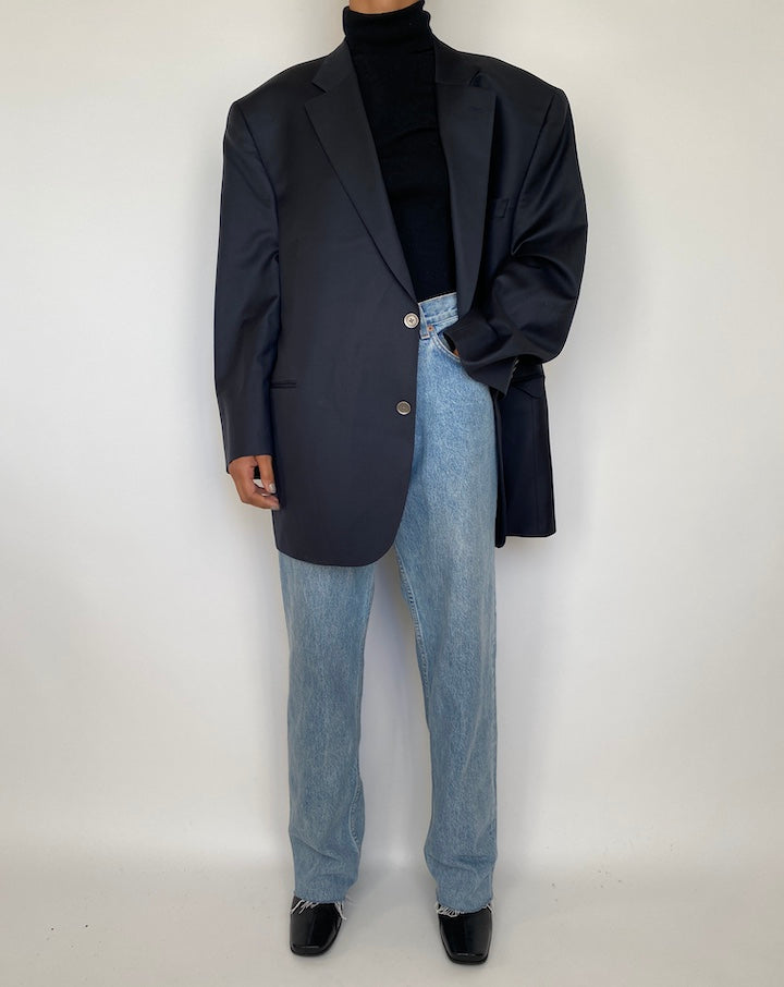 VINTAGE NAVY SINGLE BREASTED BLAZER 1858