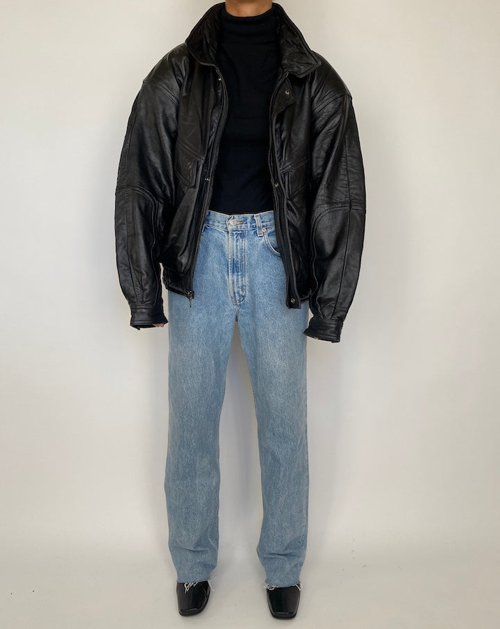 VINTAGE OVERSIZED BLACK LEATHER JACKET 1861
