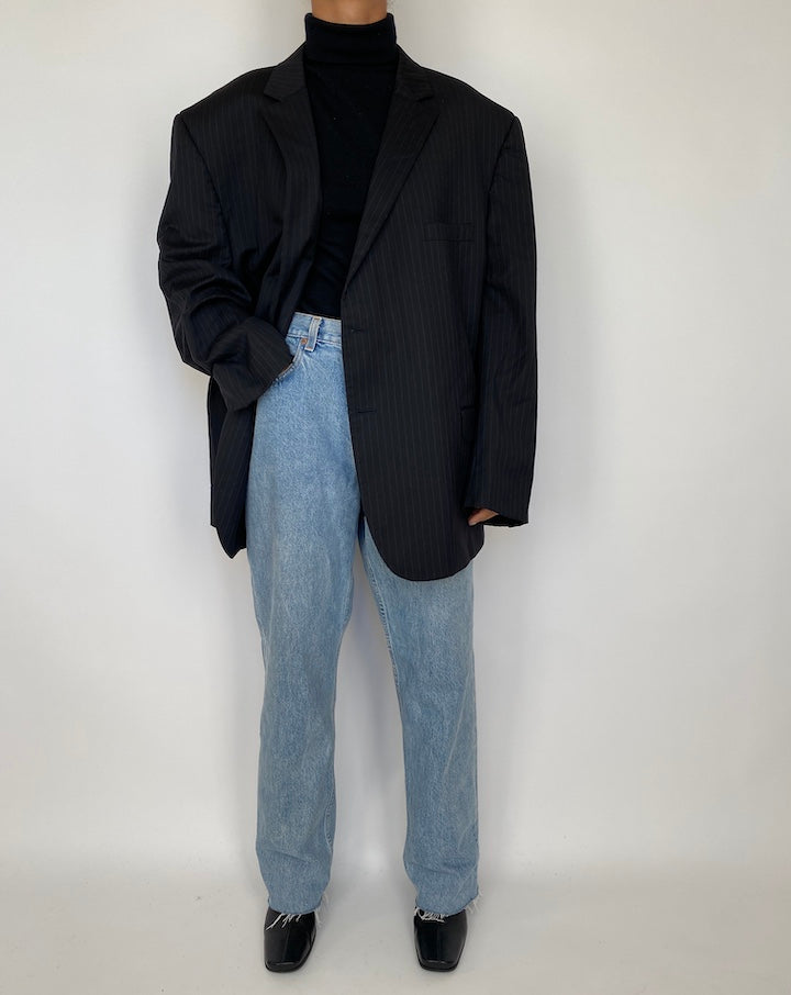 VINTAGE OVERSIZED PINSTRIPED BLAZER 1873