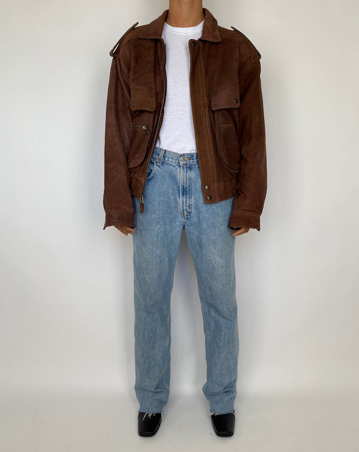 VINTAGE BROWN BOXY LEATHER JACKET 1883