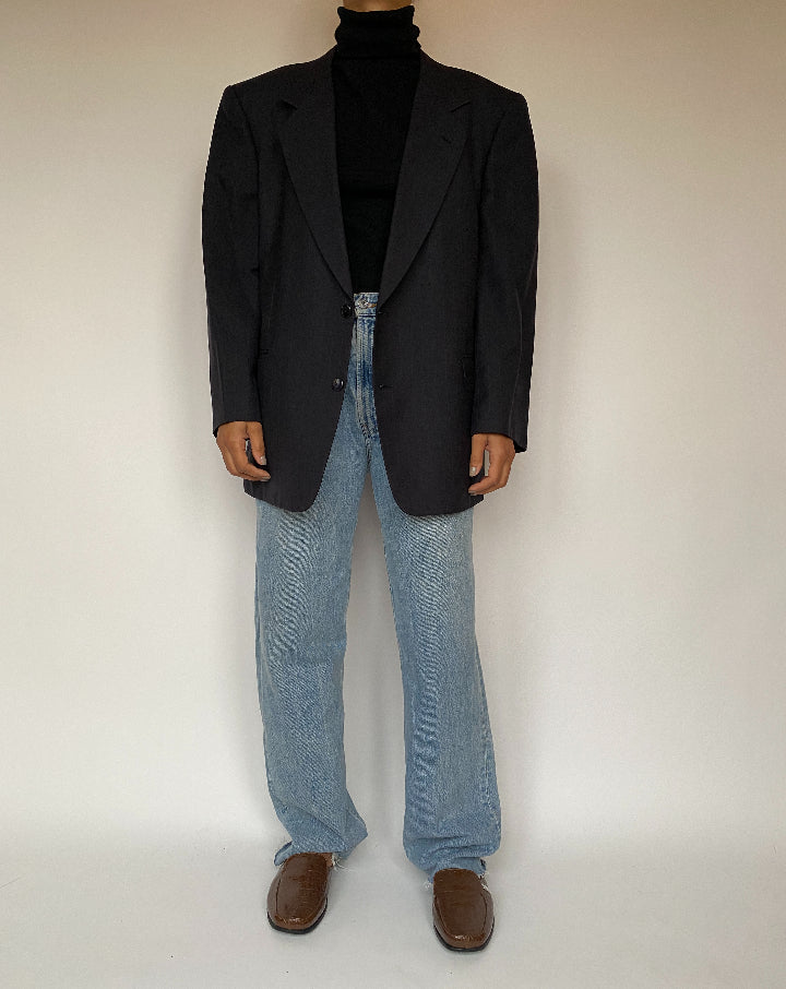 VINTAGE BLACK PINSTRIPED BLAZER 1902