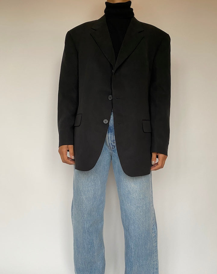 VINTAGE OVERSIZED BLACK SINGLE BREASTED BLAZER 1904