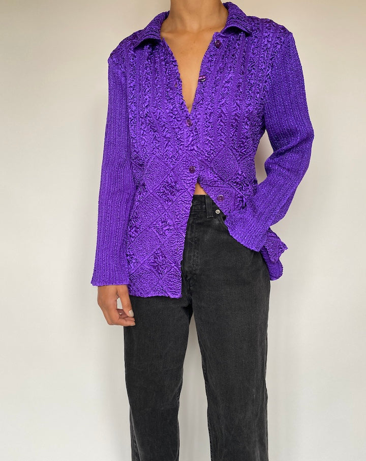 VINTAGE PURPLE BUTTON DOWN LONG SLEEVE BLOUSE 1917