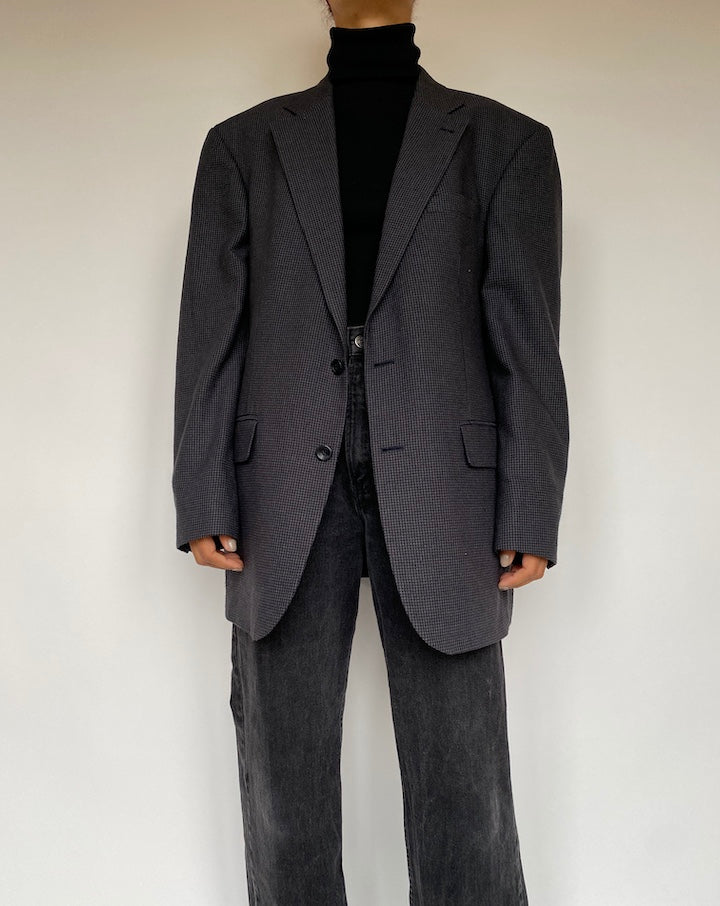 VINTAGE SINGLE BREASTED GREY AND BLACK BLAZER 1920