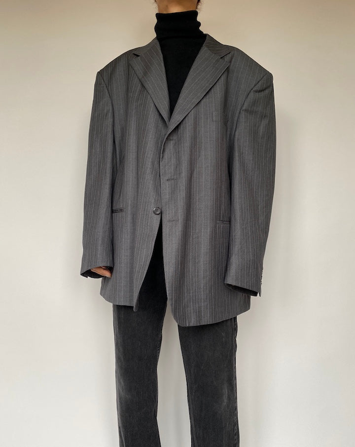 VINTAGE GREY PINSTRIPED SINGLE BREASTED BLAZER 1922