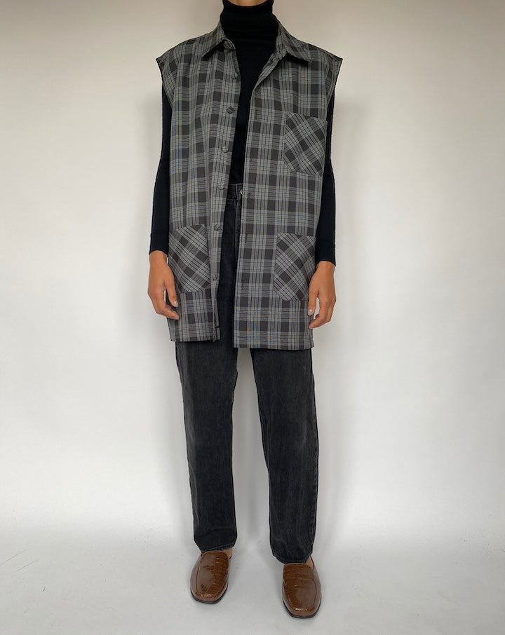 VINTAGE OVERSIZED CHECKED VEST 1956