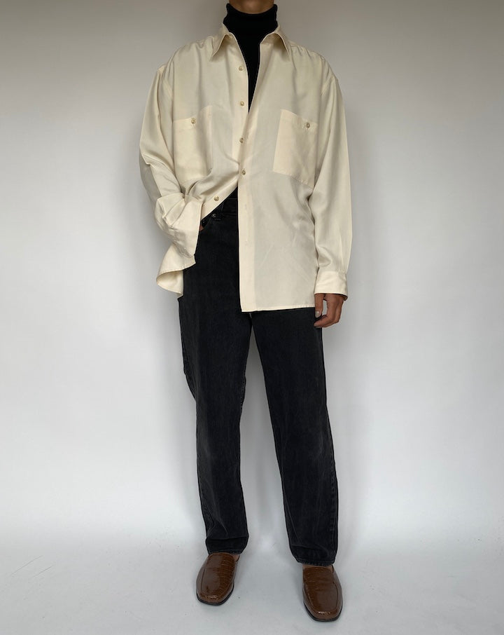 VINTAGE CREAM SILK BLOUSE 1960