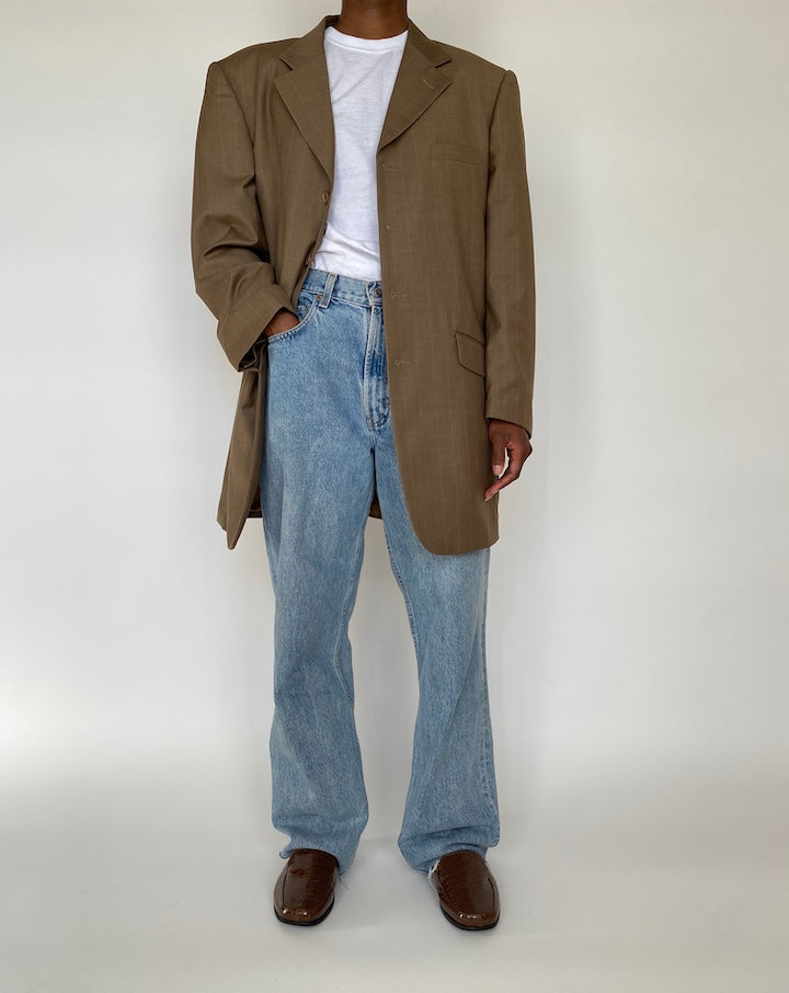 VINTAGE PINSTRIPED SINGLE BREASTED BLAZER 1964