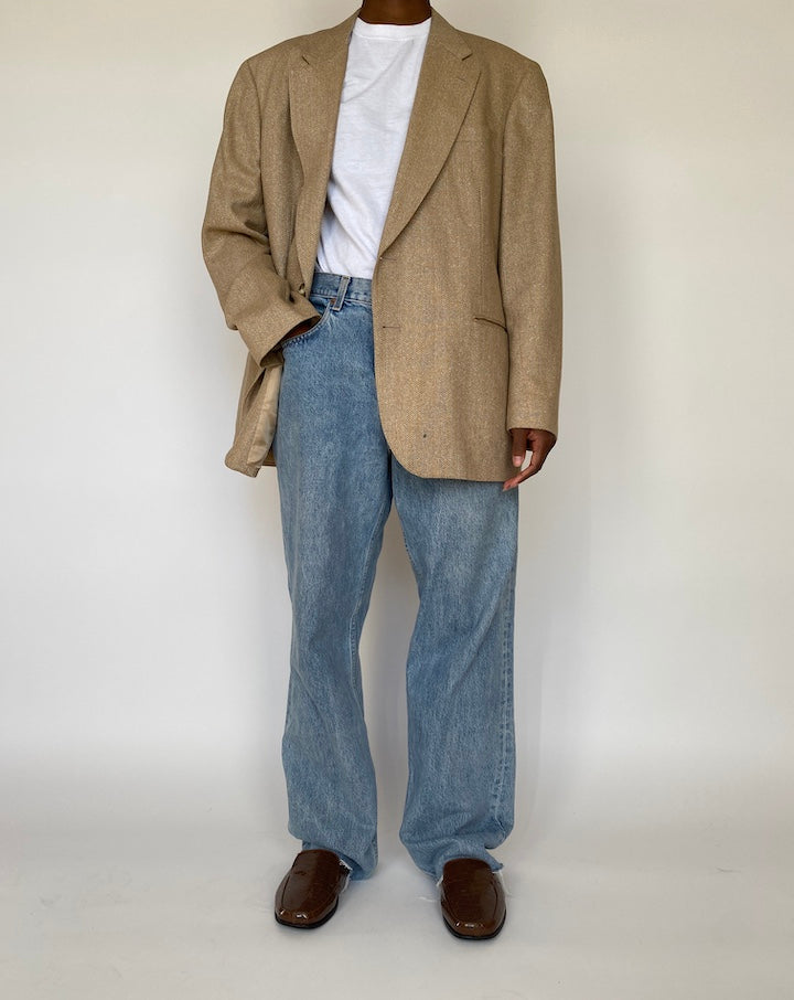 VINTAGE BEIGE SILK AND WOOL BLAZER 1978