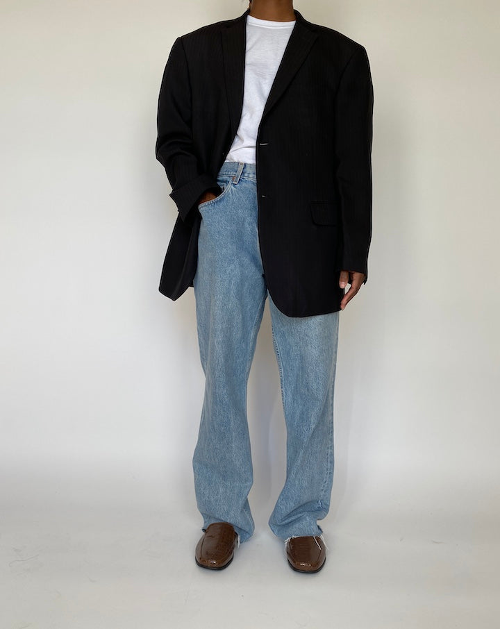 VINTAGE BLACK STRIPED BLAZER 1986