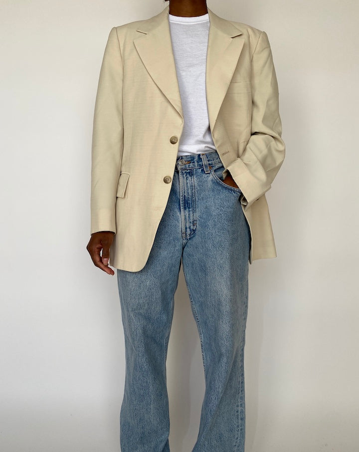 VINTAGE BEIGE SINGLE BREASTED BLAZER 1987