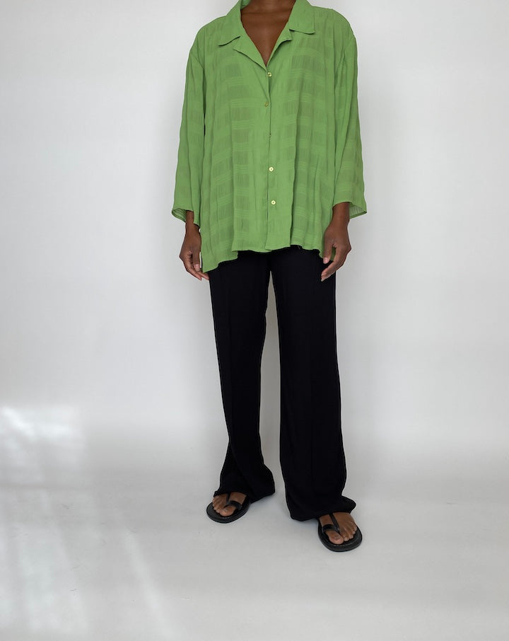 VINTAGE GREEN BUTTON DOWN BLOUSE 2000