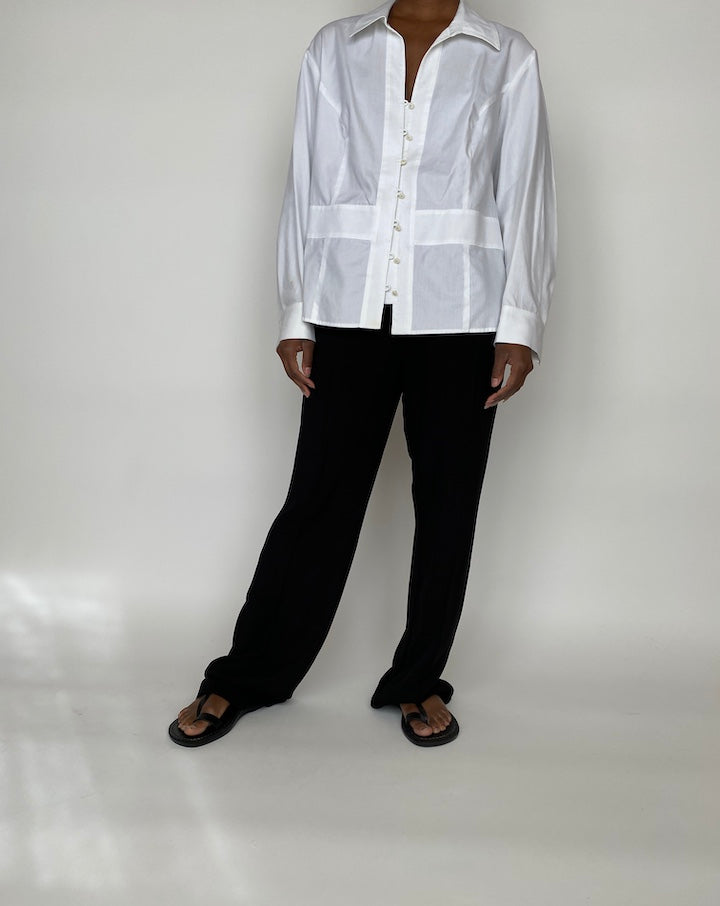 VINTAGE WHITE BUTTON DOWN SHIRT BLOUSE 2001