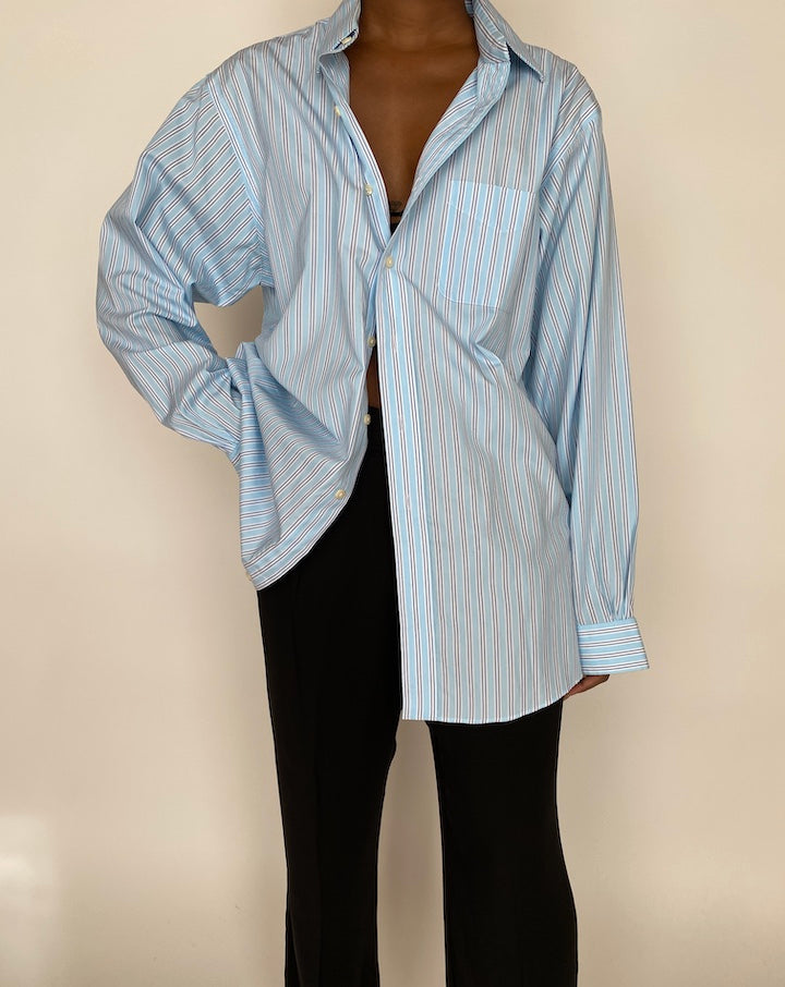 VINTAGE OVERSIZED BLUE STRIPED SHIRT 2002