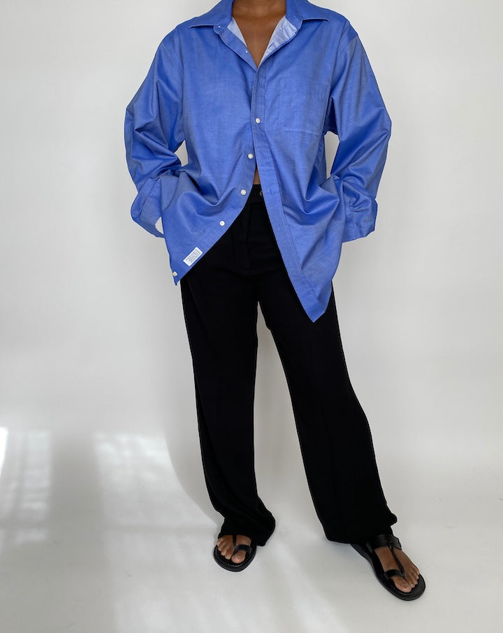 VINTAGE OVERSIZED BLUE BUTTON DOWN SHIRT 2021