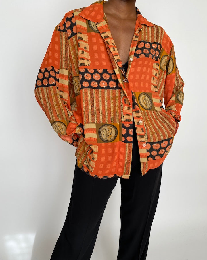 VINTAGE COLORFUL PATTERNED BLOUSE 2024