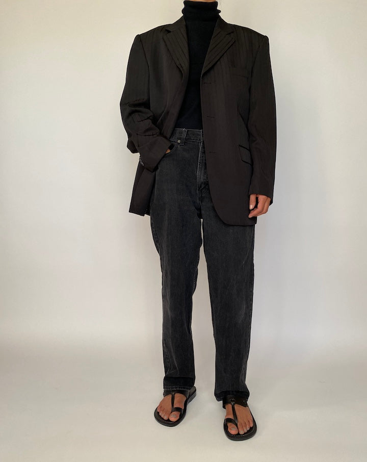 VINTAGE SINGLE BREASTED STRIPED BLAZER 2041