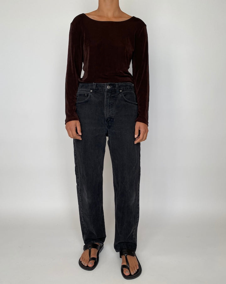 VINTAGE DARK BROWN LONG SLEEVE TOP 2066