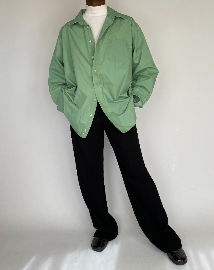 VINTAGE OVERSIZED GREEN BUTTON DOWN SHIRT 2134