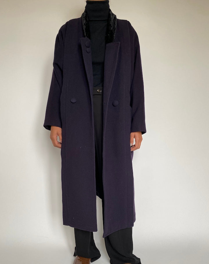 VINTAGE LONG NAVY COAT 2182