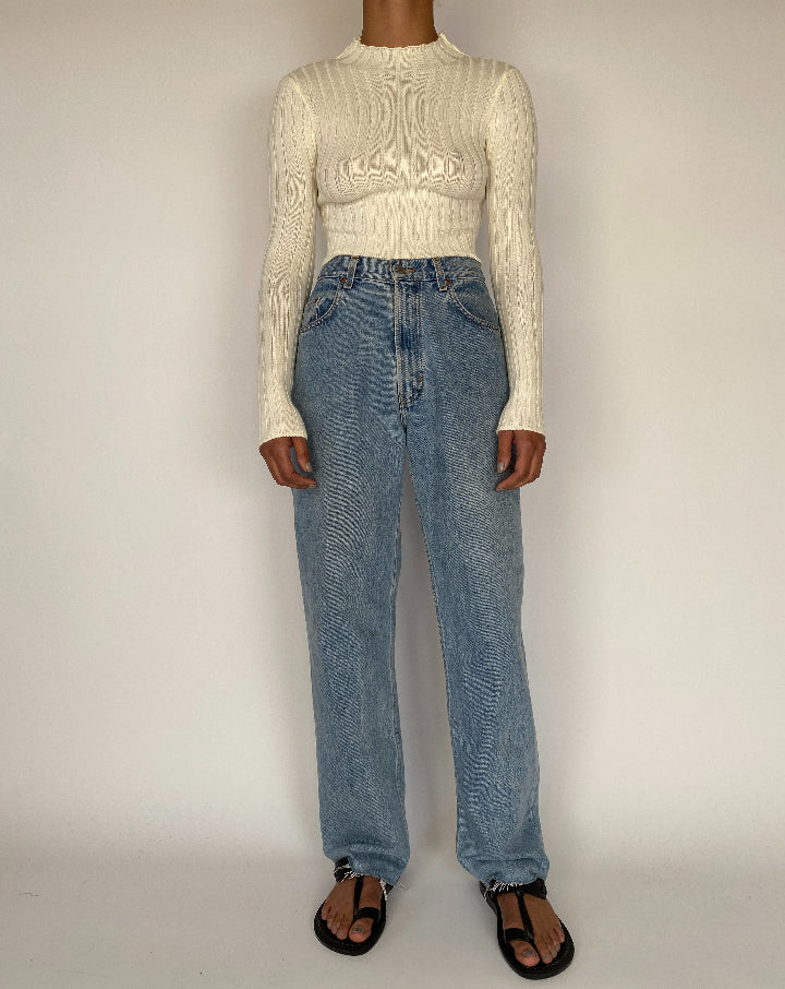 VINTAGE TIGHT CREAM KNIT TOP 2263